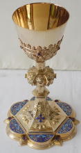 Solid silver gilt antique French Gothic Chalice.